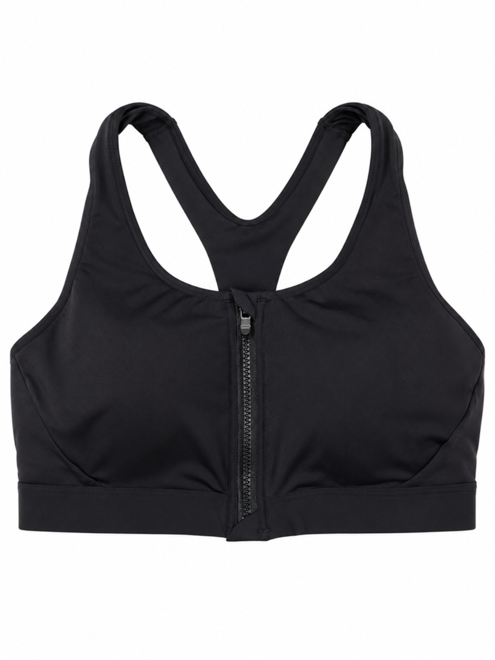 NWOT - Athleta Ultimate Zip Front Sports Bra A-C Cup in Black | Size Small